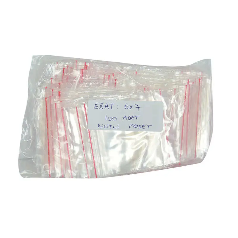 Kilitli Naylon Torba Poşet 6X7 Cm Şeffaf 100 Adet 1 Paket 3