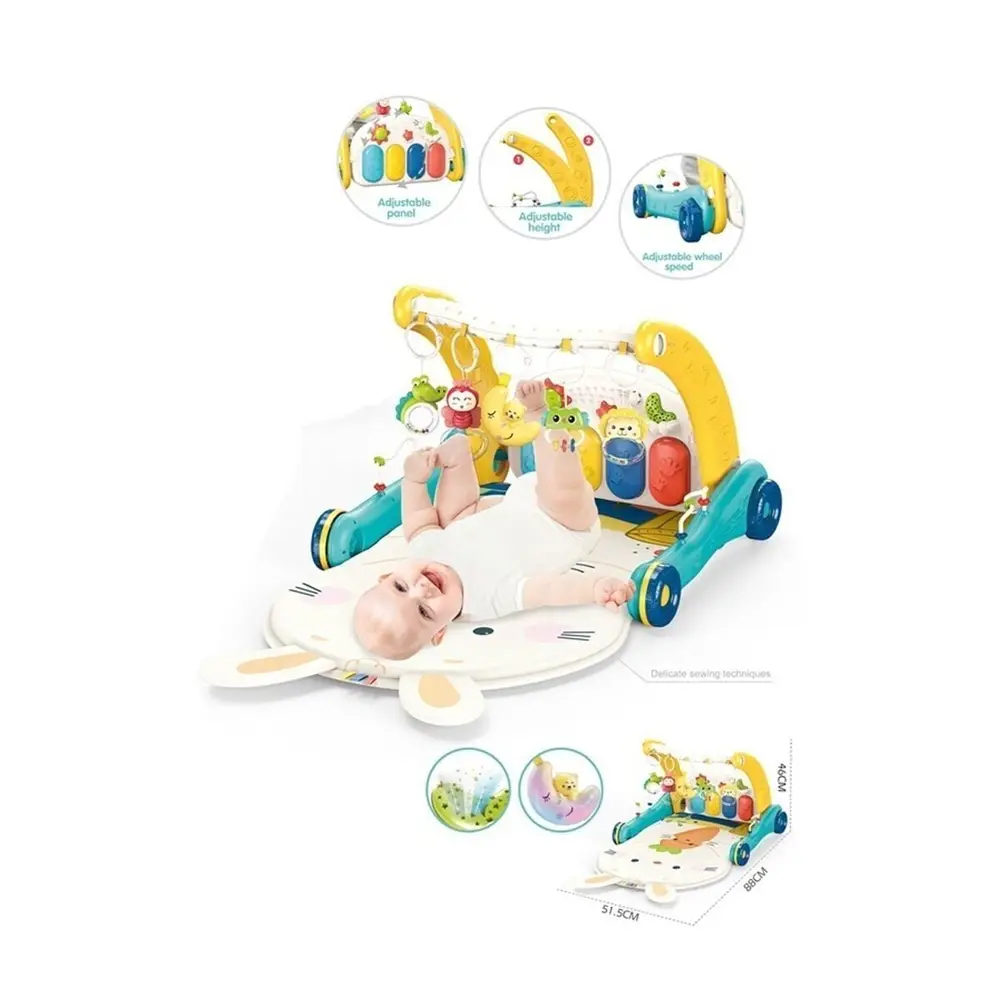 BIB6015 -Vardem Piyanolu 2 in 1 Bebek Yürüteci ve Tşan Desenli Mi Oyun Halısı 2