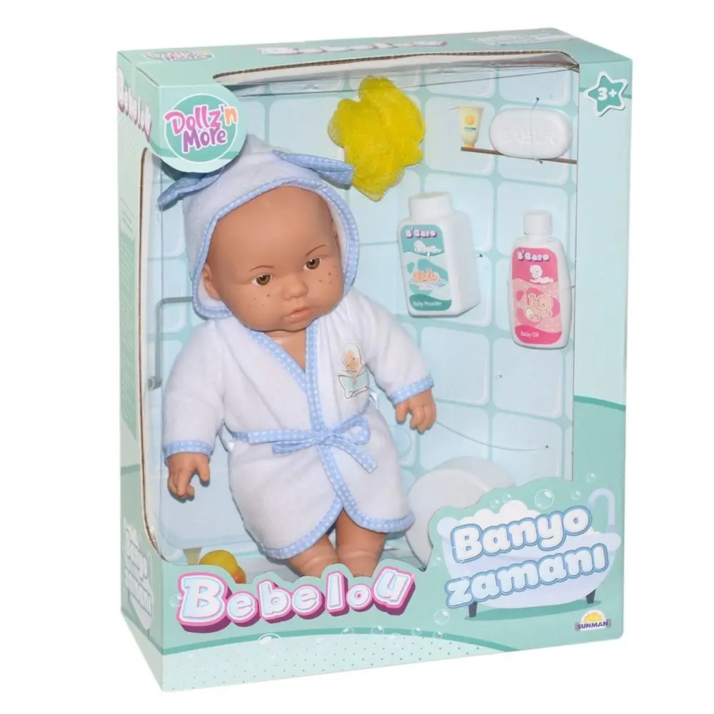 030031 Sunman, Bebelou Banyo Zamanı Bebek Seti, 35 cm / +3 yaş 2