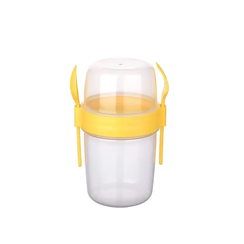 Çift Hazneli - Çatal Kaşıklı Portatif Müsli -Atıştırmalık Kabı 650 ML 2