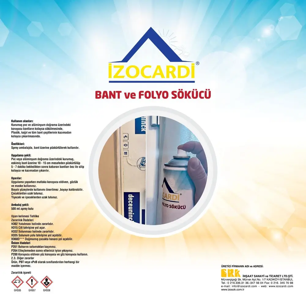 İzardi Etiket Folyo ve Bant Sökücü Sprey 500 ml 2