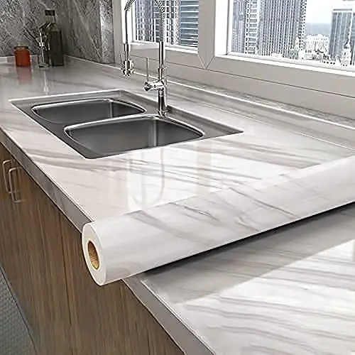 Açık Mermer Desenli Yapışkanlı Kaplama Kağıdı Büyük Boy 5 Metre 2