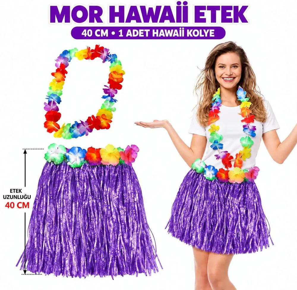 Luau ha Mor Hawaii Etek 40 cm ve 4’lü Hawaii Seti