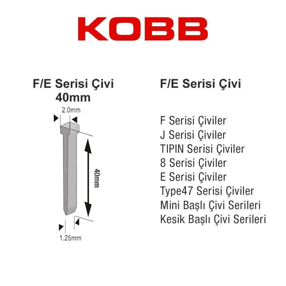 KBZ40F 40 mm 2500 Adet Çivi 2
