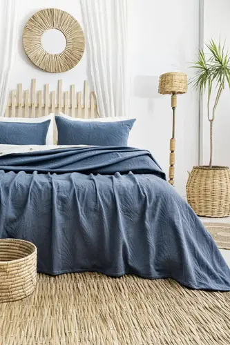 Şaheser Home Collection Yatak Örtüsü Çift Kişilik Silvia İndigo