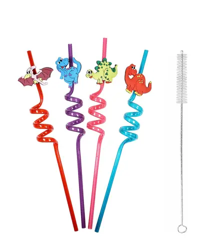 5 Parça Renkli Pipet Seti - Emojili Kokteyl- Çuk Pipeti Temizleme Fırçalı