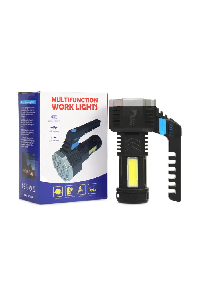 PS-3879 USB Şarj Göstergeli Şarj Edilebilir 7*XPE +COB Led El Feneri 2