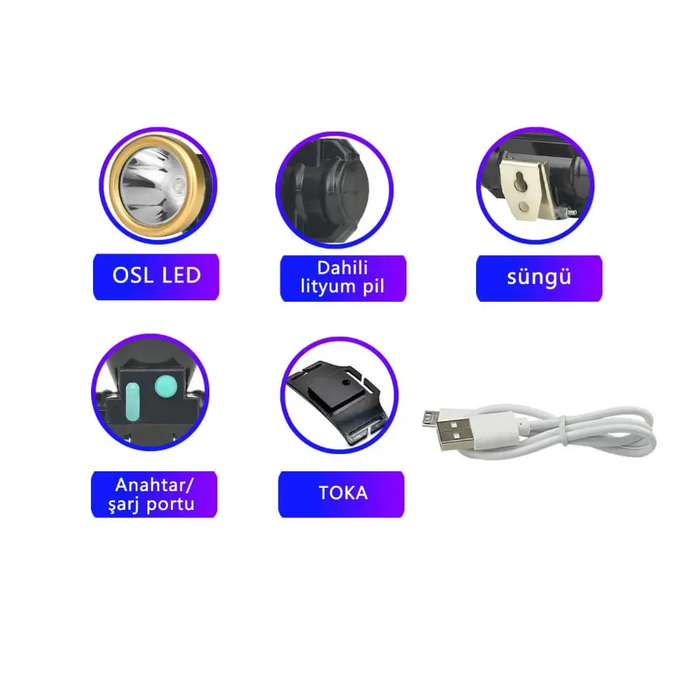 Şarjli Baret Lambasi Osl Led WT-065 4