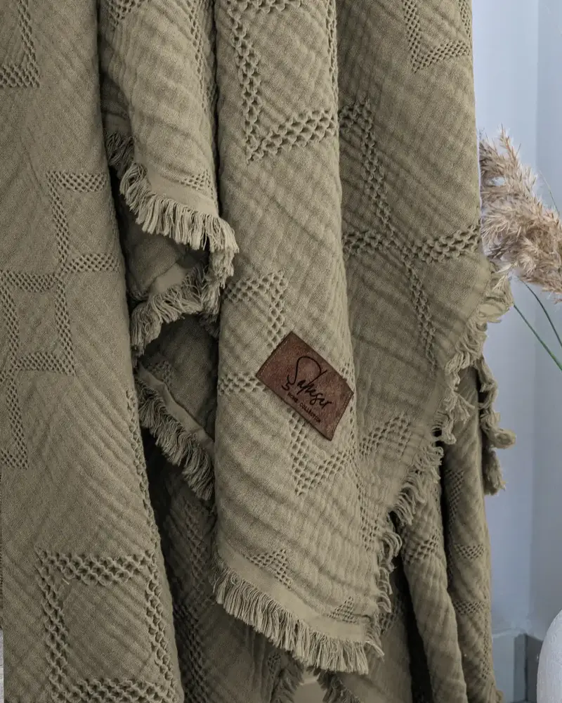 Şaheser Home Collection Müslin Yatak Örtüsü Çift Kişilik Oscar Yeşil 2
