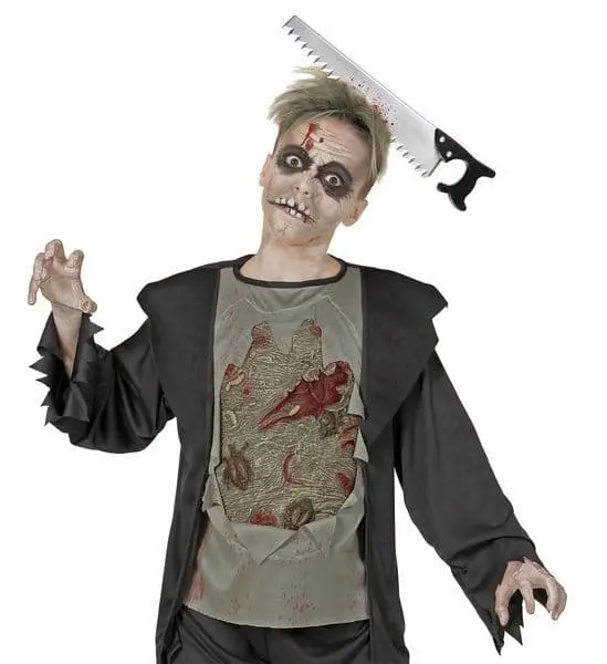 Kafaya Saplanmış Halloween Kanlı Testere Şaka Tacı 5