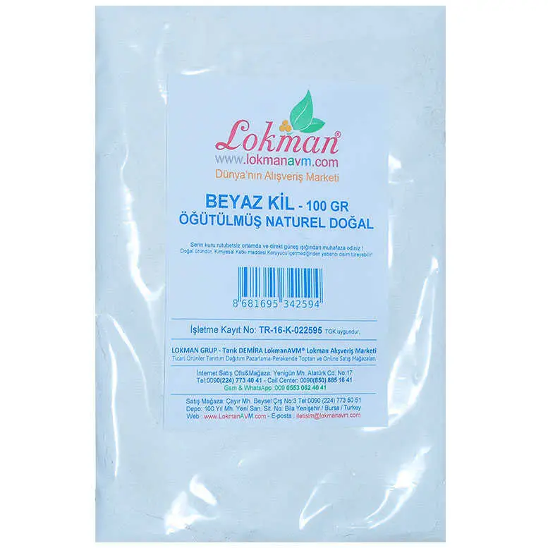 Beyaz Kil Öğütülmüş Doğal Saf Naturel 100 Gr Paket 3