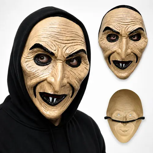Sivri Blu Korkunç Yaşlı Cadı Kadın Plastik Maske