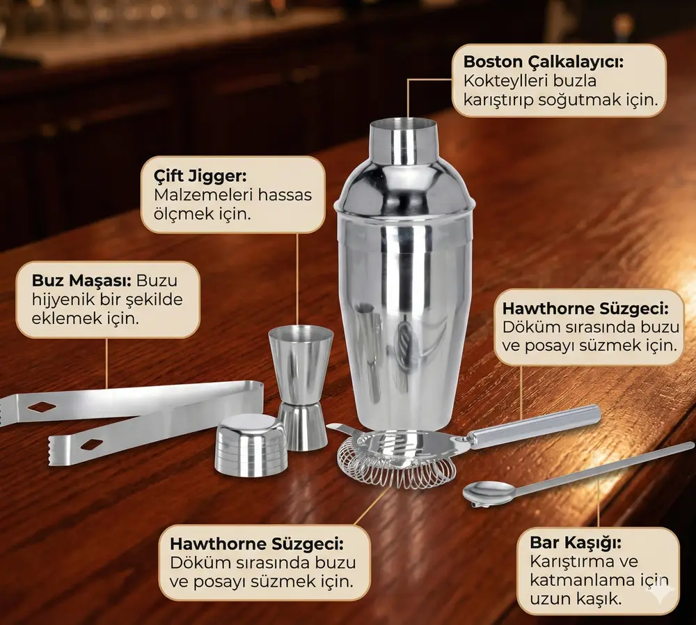 5 Parça Kokteyl Hazırlama Seti 550 Ml 5