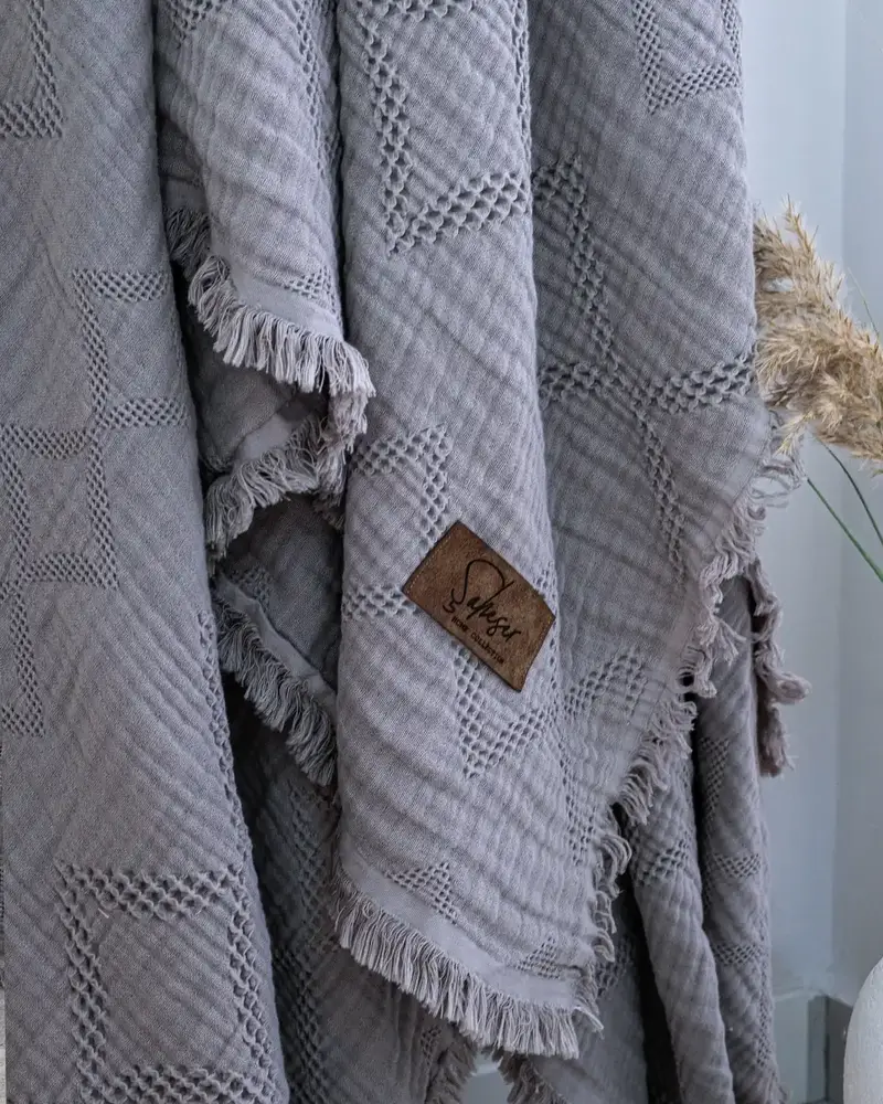 Şaheser Home Collection Müslin Yatak Örtüsü Çift Kişilik Oscar K.Gri 2