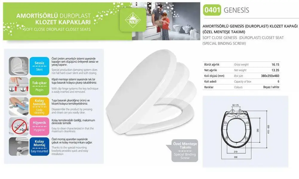 NKP Genesis Amortisörlü+Tak Çıkar Klozet Kapağı 2