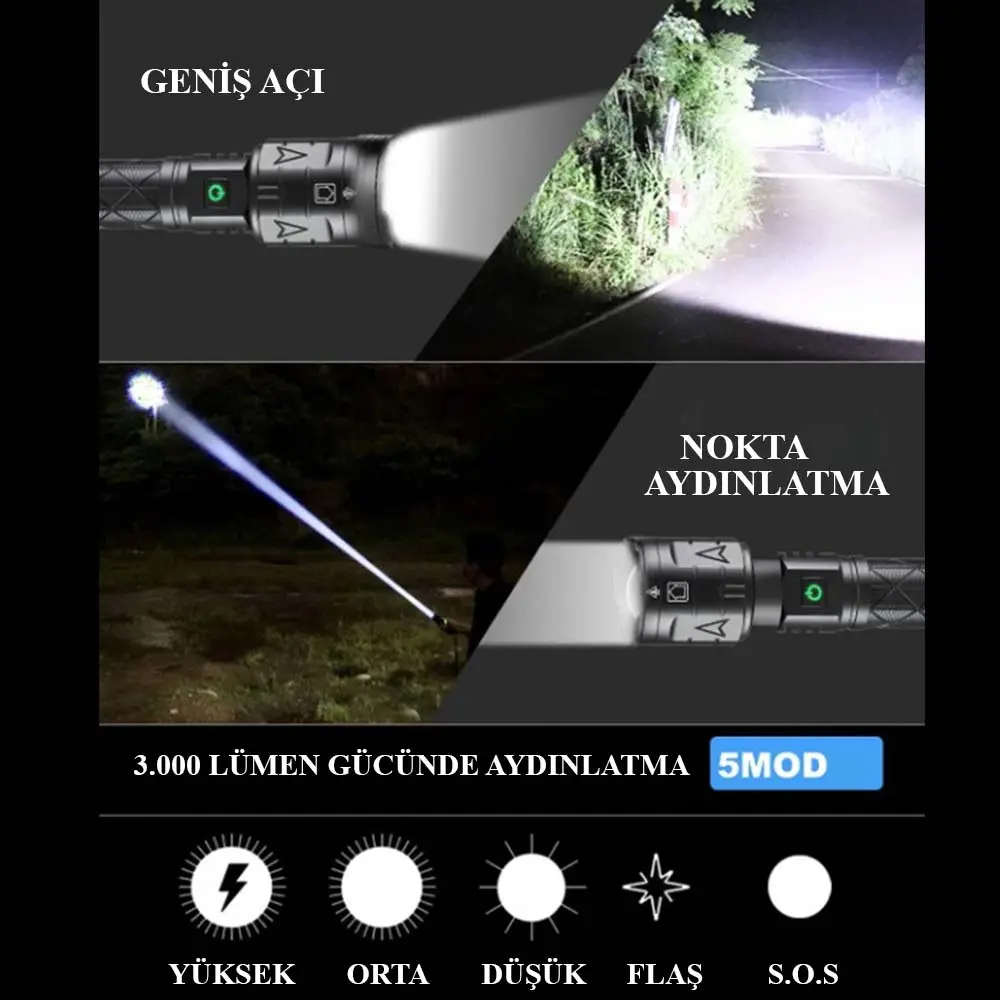 3000 Lümen Güçlü El Feneri Wt-604 2