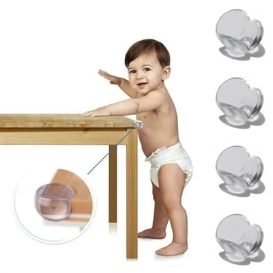 Bebek Çuk Yumuşak ve Esnek Dairesel Şeffaf Yapışkanlı Güvenlik Köşe Koruyucu (4 Adet) 3