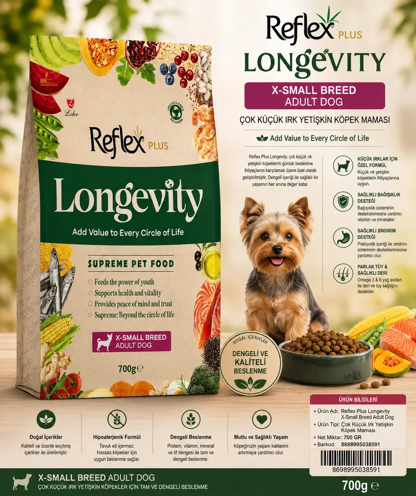 Reflex Plus Longevity Hipoalerjenik Çok Küçük Irk Yetişkin Köpek sı 700gr 2