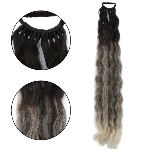 Lastik Tokalı At Kuyruğu Kabarık Afro Daalı / Kumral / Beyaz Platin Ombre