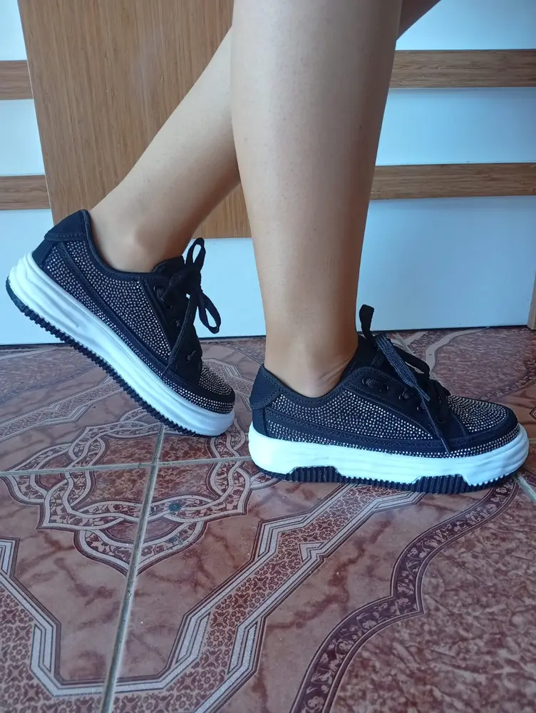 Kadın Yüksek Taban Rahat Şık Günlük Spor Ayakkabı Siyah Renk 3