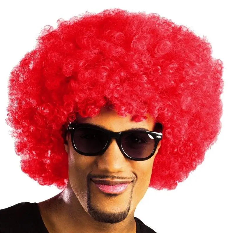 Kırmızı Renk Kıvırcık Afro Bonus Peruk 2