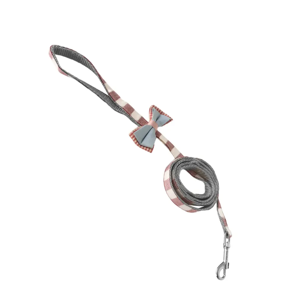 Köpek Göğüs Tasma Seti Ekose Desenli Papyonlu 1.5 cm*35-48 cm Kırmızı 5