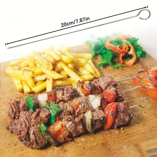 10 Adet Paslanmaz Çelik Mangal Şişi Seti – 20 cm Metal Şiş ve Izgara Şişleri