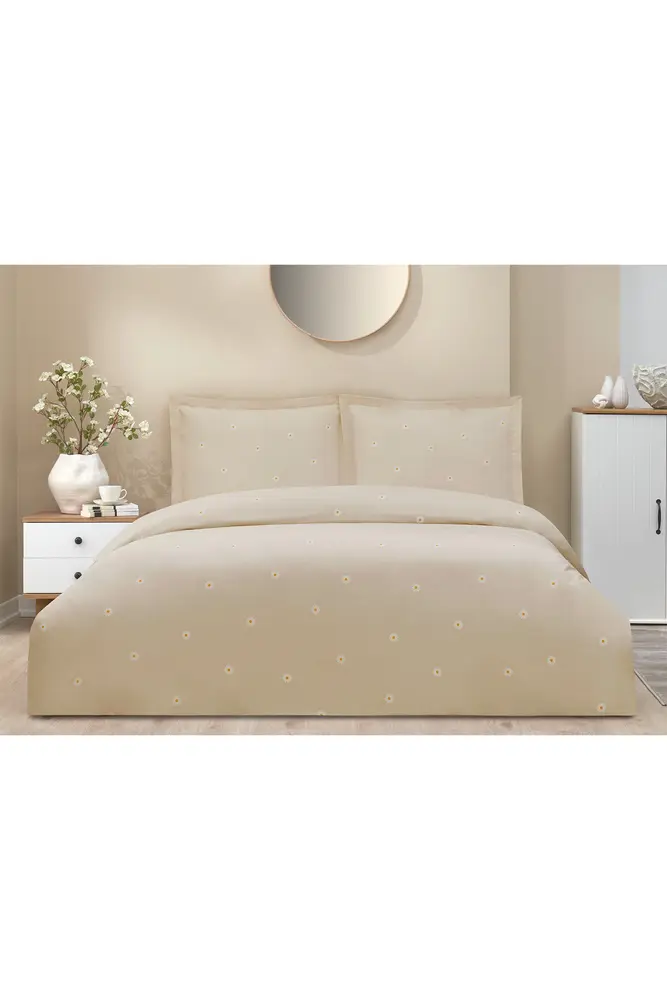 Özdilek Çift Kişilik Ranforce Nevresim Takımı Daisy Pure Bej 4
