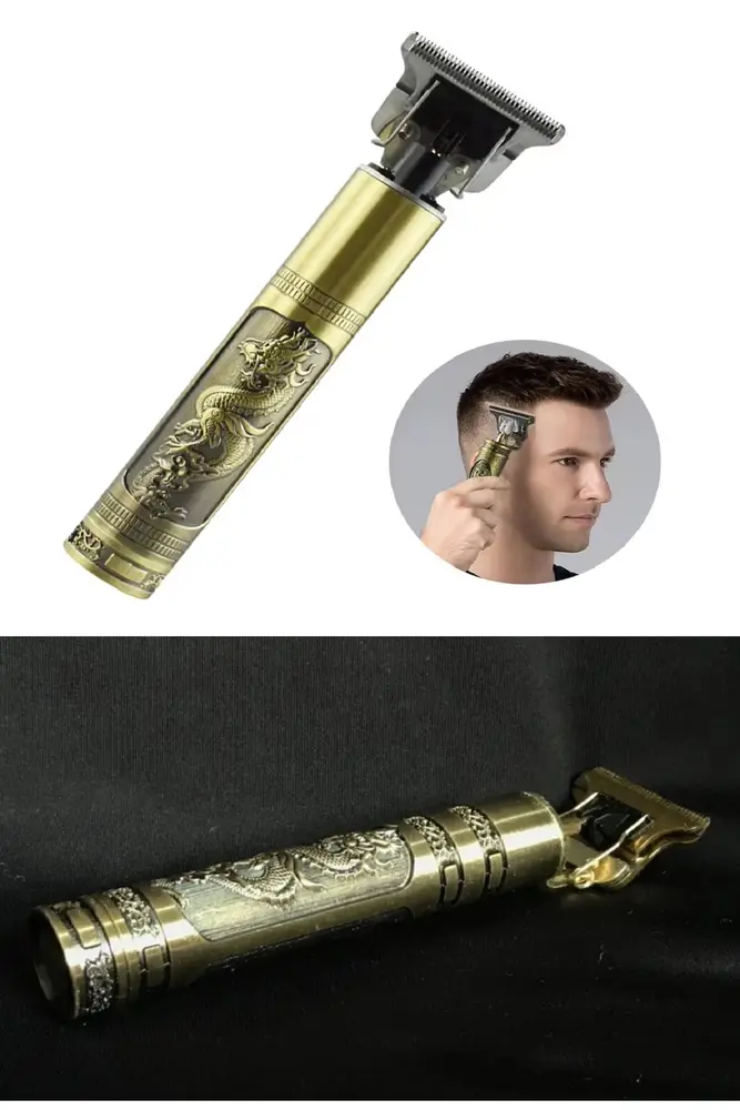 Gold Uçlu Vintage Şarjlı Traş Makinesi Sakal Ense Çizim Vucüt Kılı Tıraş Makinası 5