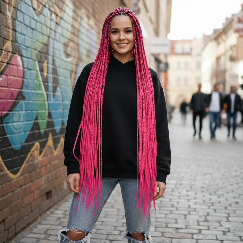 Afrika Örgüsü Ve Rasta İçin Sen  / Koyu Pembe 2