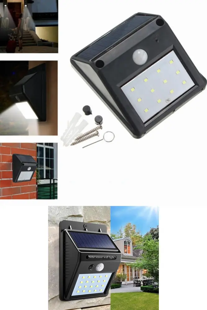 Sensörlü Solar Duvar Lambası 20 Ledli 2