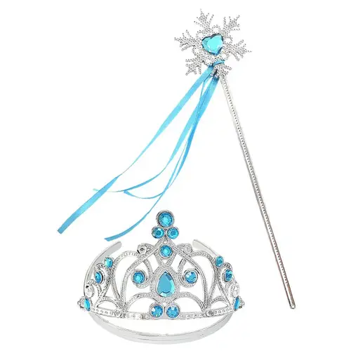Mi Taşlı Elsa Çuk Taç ve Kar Temalı Kurdeleli Elsa Asası Sopası