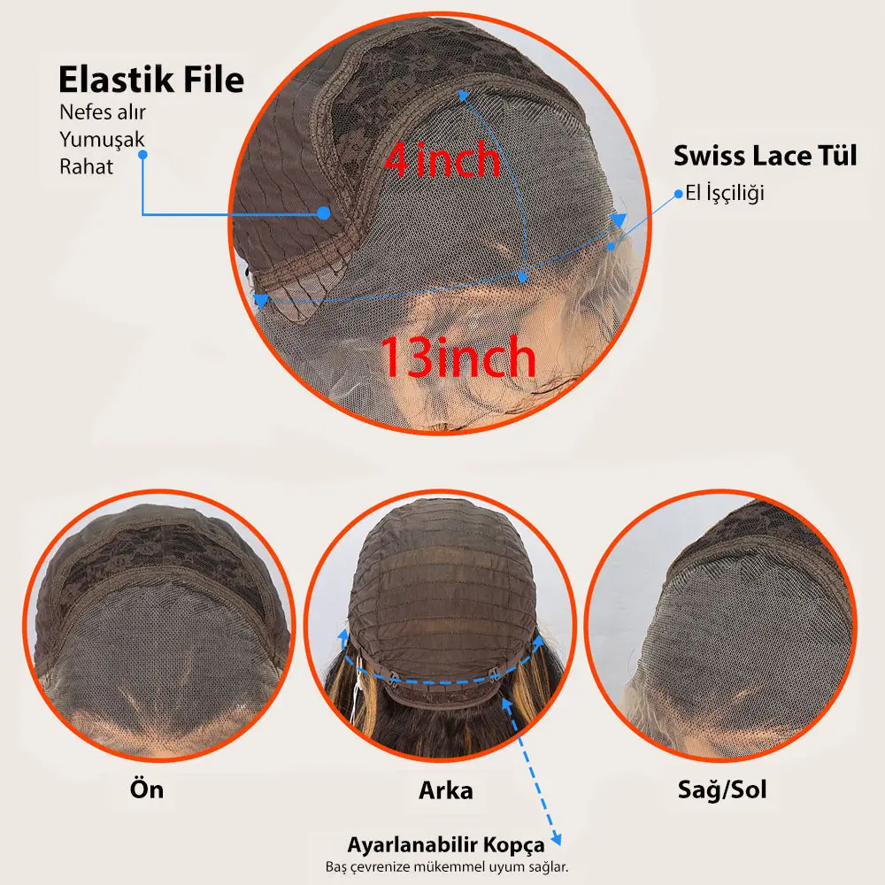 Platin Fiber Sen Front Lace Tül Peruk 5